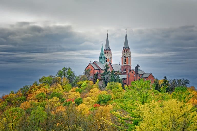 Holy Hill is a great place to experience Wisconsin fall colors