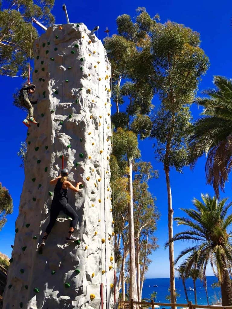 Climbing wall at Catalina Aerial course