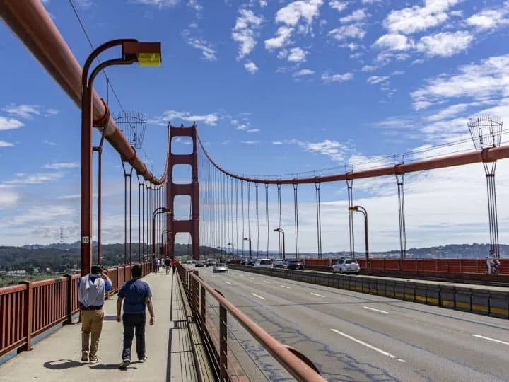 walking the Golden Gate bridge is a great outdoor activity in the Bay Area