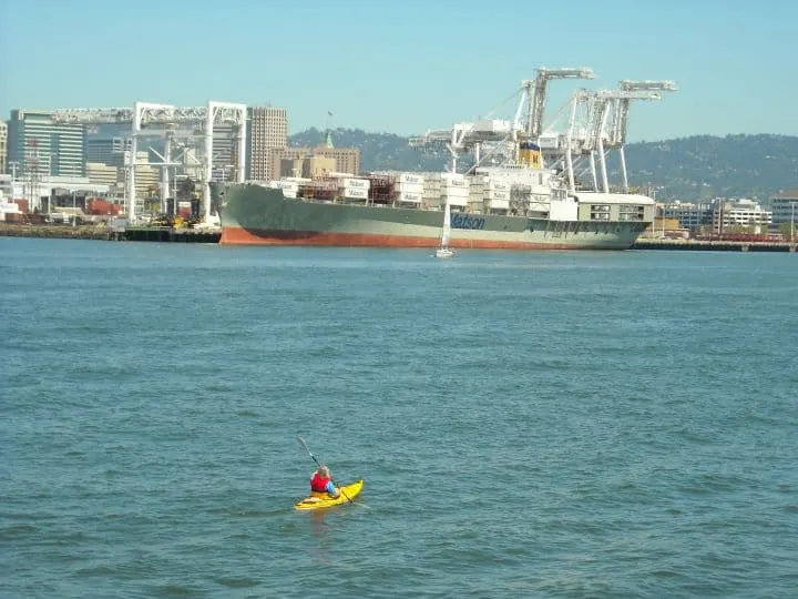 kayaking the Oakland Esturary is one of the fun outdoor activities in the Bay Area