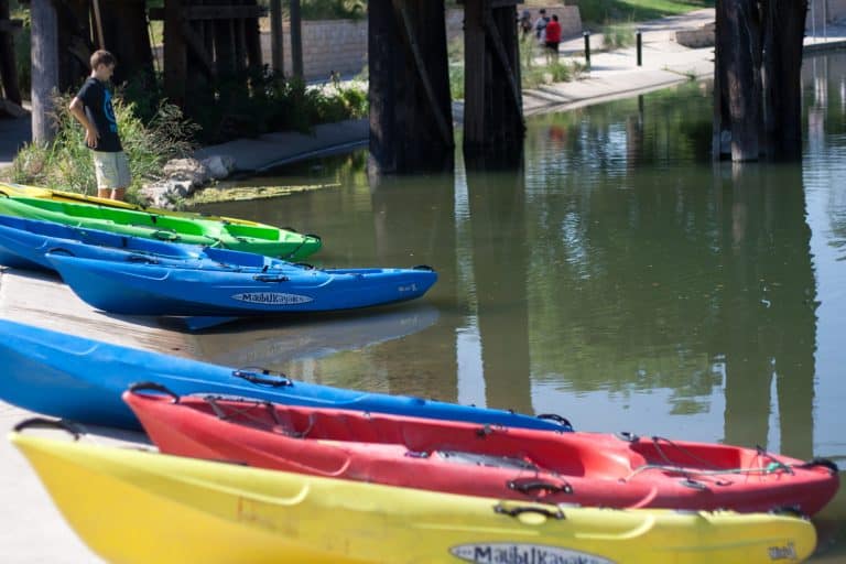 kayaking the river walk in San Antonio
