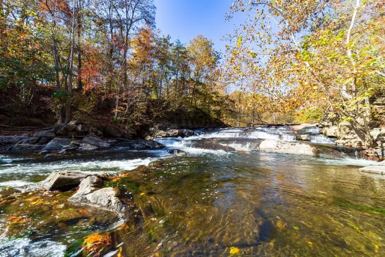 Patapsco Valley State Park in Maryland has wonderful fall foliage