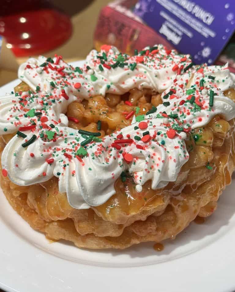 Holiday wreath funnel cake