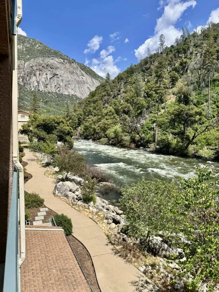 Balcony view of the Merced River from my room at Yosemite View Lodge