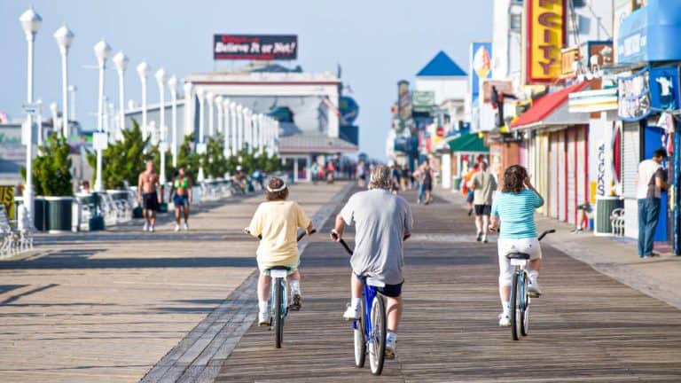 Ocean CIty biking on boardwalk